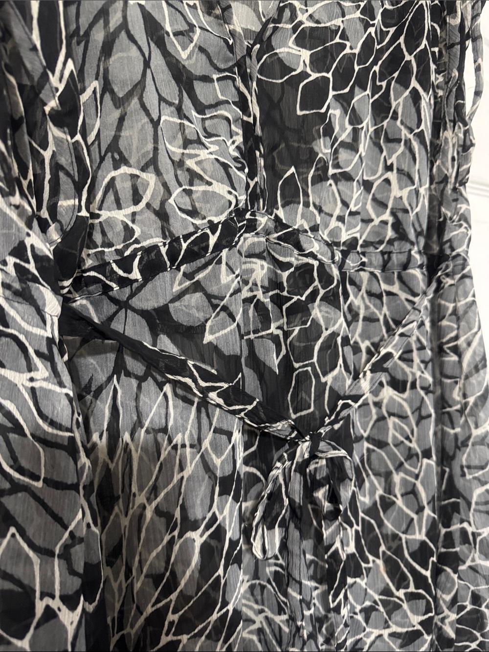 St John Bay Black & Gray Swim Coverup with Adjustable Tie Sleeves and Waist - Picture 2 of 6